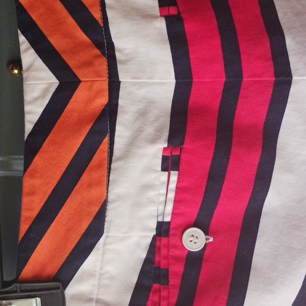 New York & Co Striped Shorts Orange Red Pink White Cotton Women's Size 8 - Picture 7 of 9